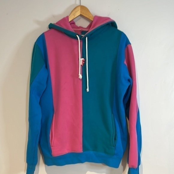 Teddy Fresh Color block hooded sweatshirt with pockets size small - Picture 10 of 11